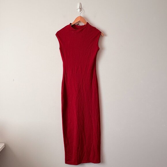 Zara Polyamide Midi Dress Red Size Medium - Picture 6 of 10